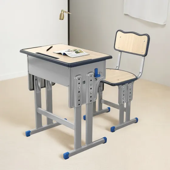 Escritorio Infantil Con Silla Regulable Niños Metal Madera