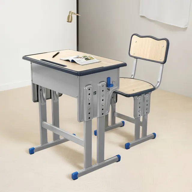 Escritorio Infantil Con Silla Regulable Niños Metal Madera