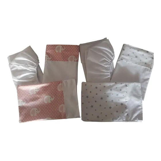 Pack De 2 Juego De Sabana Cuna Colecho Niña Blanco Estrellitas Niña