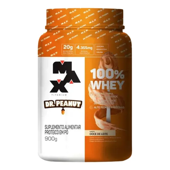 Whey Max Titanium Dr Peanut 100% Concentrado 900g Lançamento