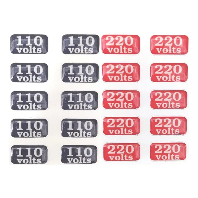 Kit Etiquetas De Voltagem 110v E 220v Resinado Para Tomadas
