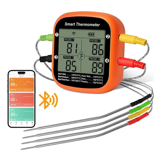 Termómetro Inalámbrico Digital Bluetooth 4 Sonda Carne Horno