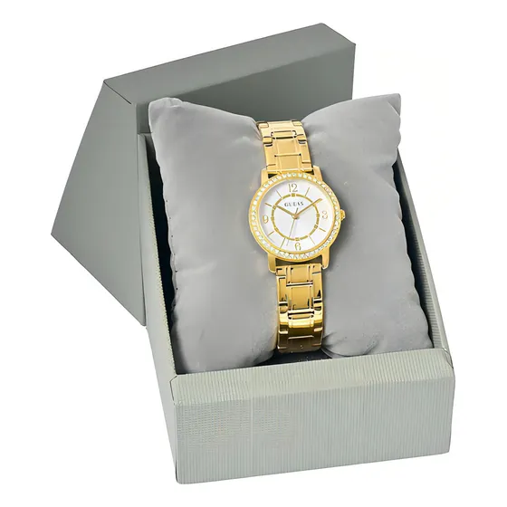 Relógio Guess Feminino Dourado Analógico Social Gw0468l2 Cor do fundo Prateado
