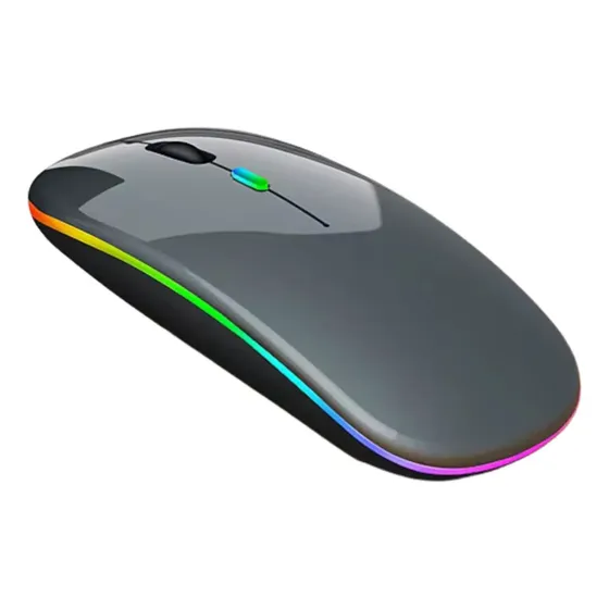 Mouse Inalámbrico Bluetooth Audeos Dual Recargable Silencioso RGB Gris