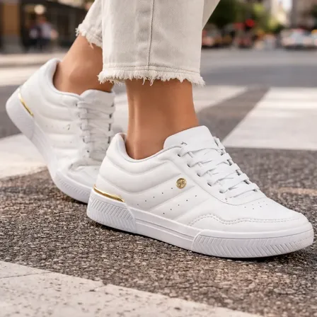 Tênis Kolosh Casual Cano Baixo Calce Fácil Conforto Estilo Branco Liso 37,0 Br