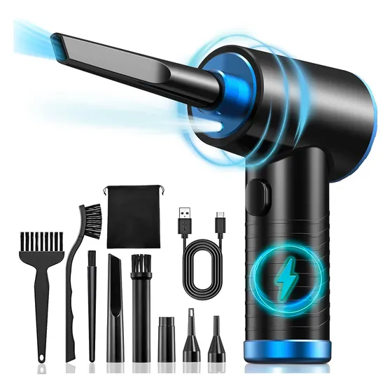 Kit Limpieza Pc Inalámbrico Aire Comprimido pórtatil Soplador De Aire 3 Modos 91000rpm Con LED 7500mAh Para Limpiar Teclado PC Auto Cámara Hogar y Encender Parilla Inflar Pelotas de Yoga Muy Potente