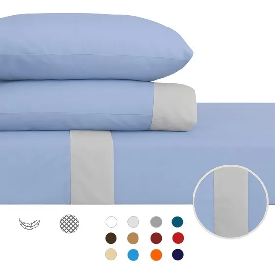 Sábanas Matrimoniales 2800 Hilos Extra Suave Premium Nature Color Baby Blue Diseño De La Tela Liso