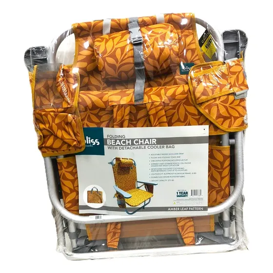 Silla De Playa Mochila 5 Posiciones Marca Bliss Naranja