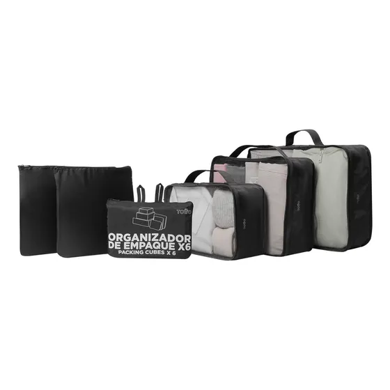 Organizador De Viaje Packing Cube X 6 Negro
