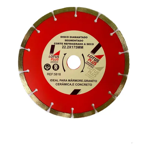 Disco Diamantado Segmentado Corte Refri E Seco 180mm 7 Pol Cor Vermelho