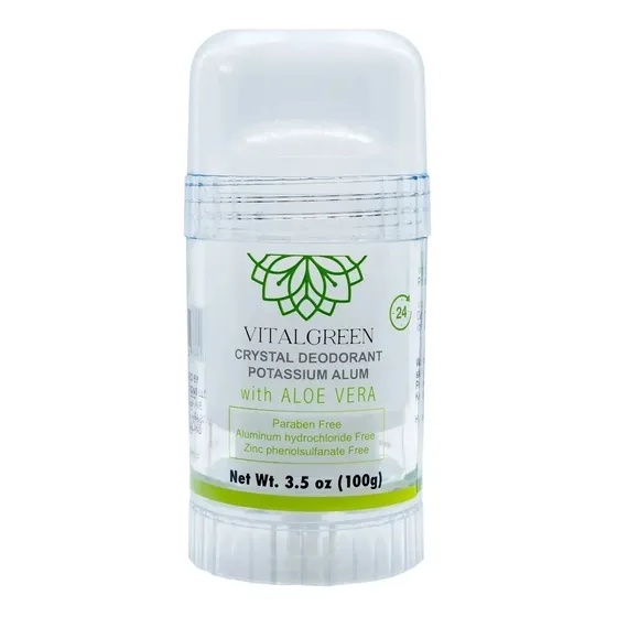 Desodorante Cristal Alumbre Con Aloe Vera 100g Vital Green