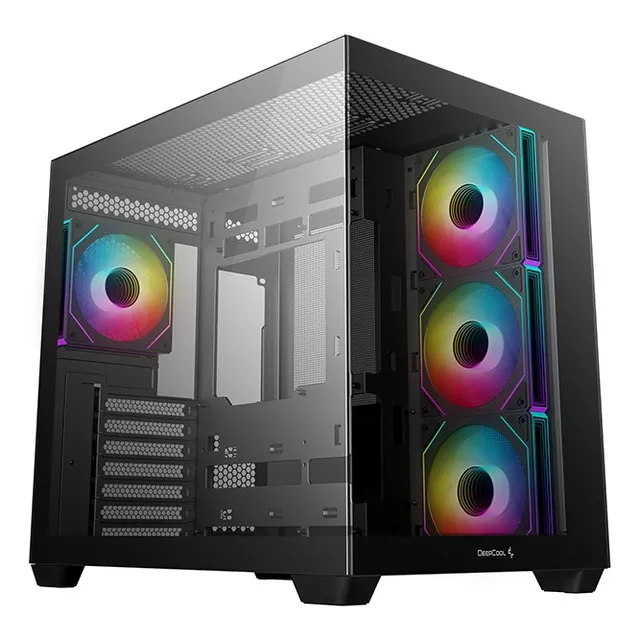 Case Deepcool Cg530 4f, V/templado, Argb Color Negro