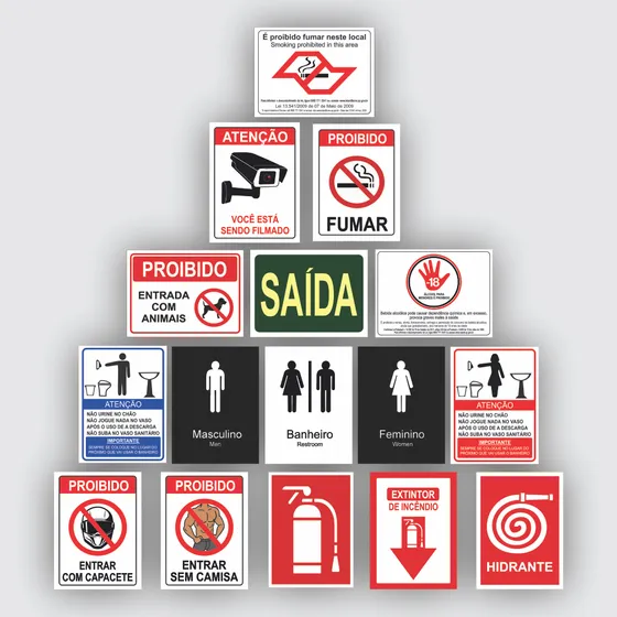 Placas Sinalização Kit 12 Unidades A Sua Escolha