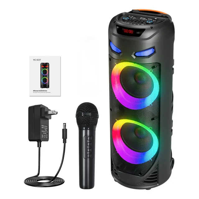 Airamp Bocina Bluetooth Grande 81 Cm Gran Bocina Con Microfono Inalámbrico Y Control Remoto 4200mah 50w Para Fiesta Bafle Amplificado Profesional Recargable Rgb Para Fiesta Usb/aux/tf/mic/tws/fm