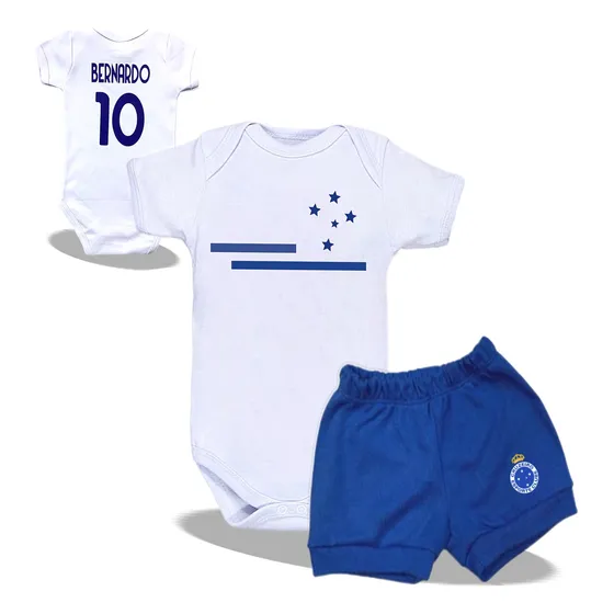 Body Bory De Bebê C/ Nome + Shorts Cruzeiro Em Algodão Macio