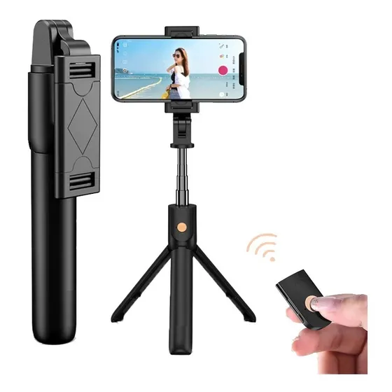 Inboxmobile Bastão Pau De Selfie Com Tripé Suporte P/celular E Bluetooth Cor Preto