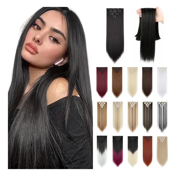 Extensiones De Cabello Con Clip De Cabeza Completa,7 Piezas