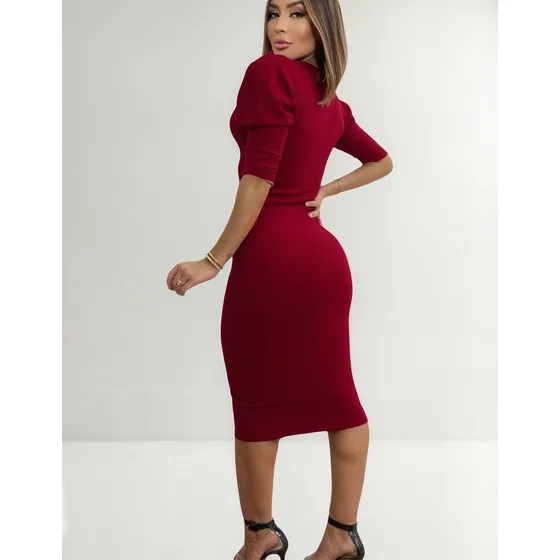 Vestido Ajustado Manga Farol Casual Elegante