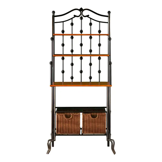 Sei Furniture Bakers Rack Marco Negro Estante Nogal