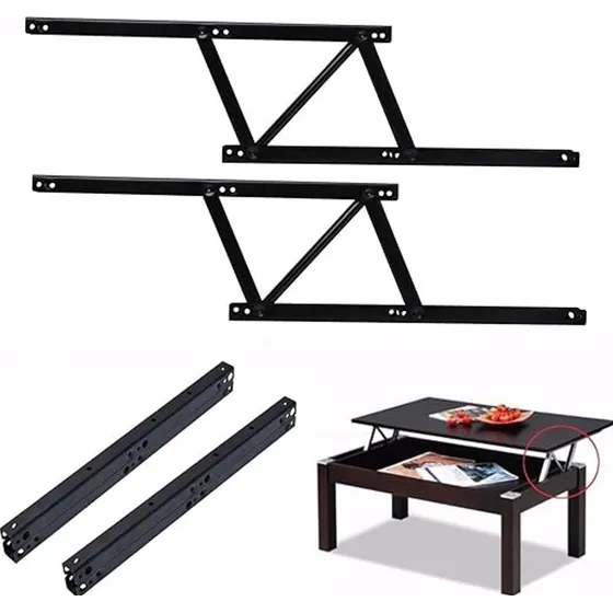 Bisagra Elevable Para Mesa 380 Premium Negra 80kg