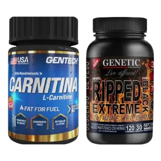 Combo Carnitina Gentech X Ripped Extreme Black Genetic