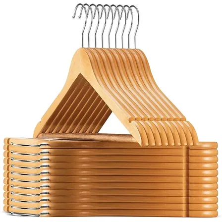 Perchas Por Mayor De Madera 1° Calidad Lustrada Pack X 20