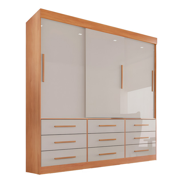 Guarda Roupa Casal 3 Portas 9 Gavetas Luana Sallêto Móveis Guarda Roupa Casal 3 Portas 9 Gavetas Luana Sallêto Móveis