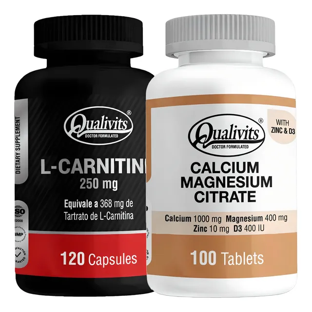 Calcio Magnesio Zinc Vitamina D3 L Carnitina 120 C Qualivits Sabor Sin Sabor