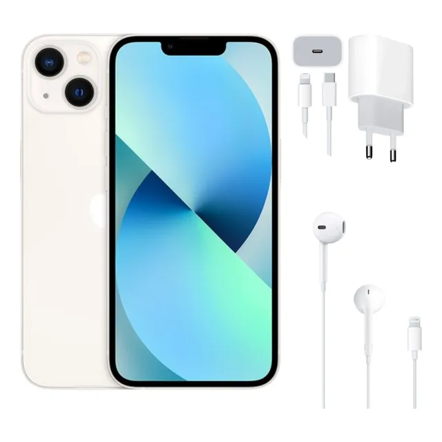iPhone 13 Estelar Branco (128gb)+carregador E Fone De Ouvido