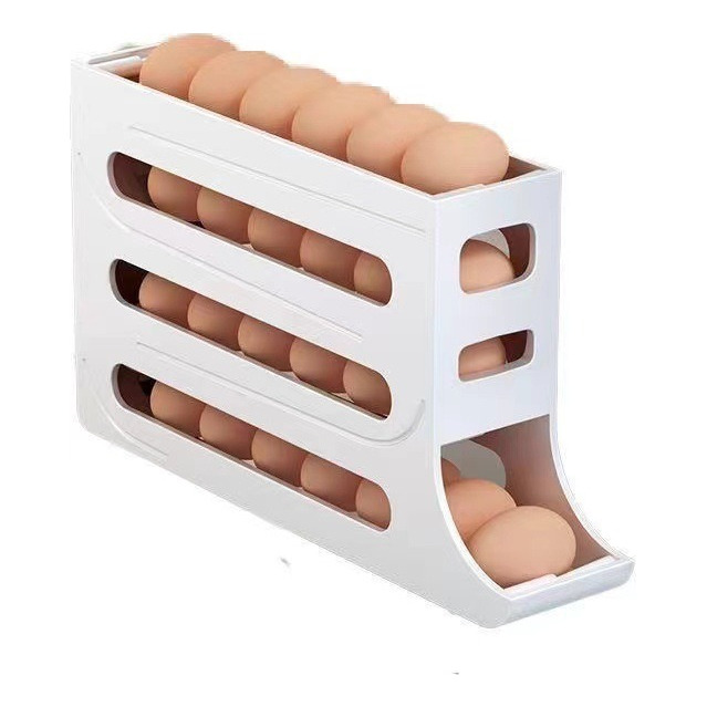 Porta Ovos Suporte Rolante Dispenser Rolante 4 Andares Cor Branco Porta Ovos Suporte Rolante Dispenser Rolante 4 Andares Cor Branco