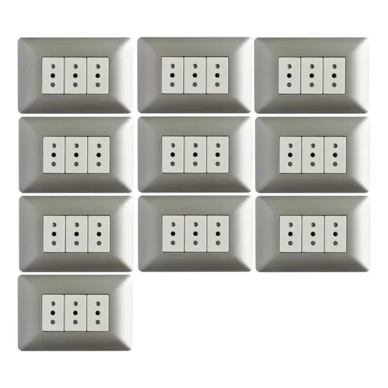 Tomacorriente Enchufe Triple Champagne 10a 220v Sec. Pack 10