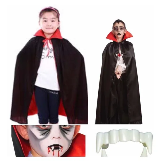 Disfraz Vampiro Niños Unisex, Capa + Colmillos Tallas S Y M