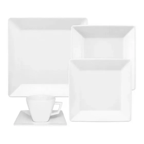 Set Vajilla Completa Cuadrada Porcelana Blanco Oxford X30 Pz