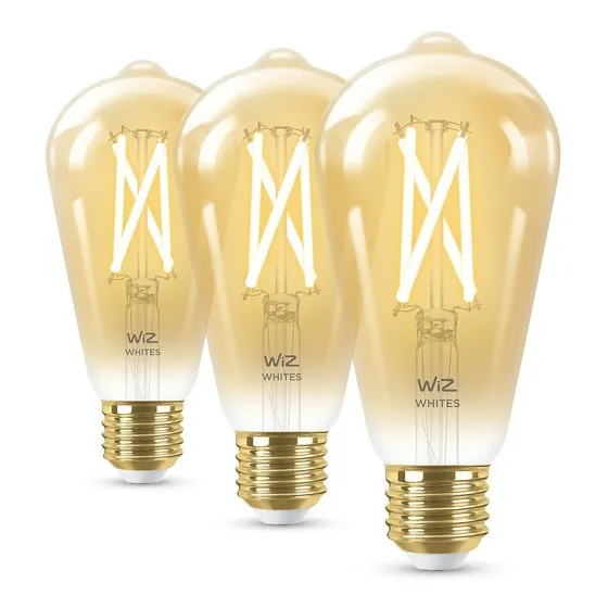 Lampara Wiz Led Wifi Filamento Edison Ambar E27 6.7w X3 Unid