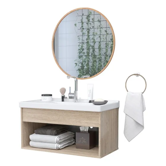 Gabinete Banheiro Em Mdf Com Pia Cuba - Zoff Riverzza
