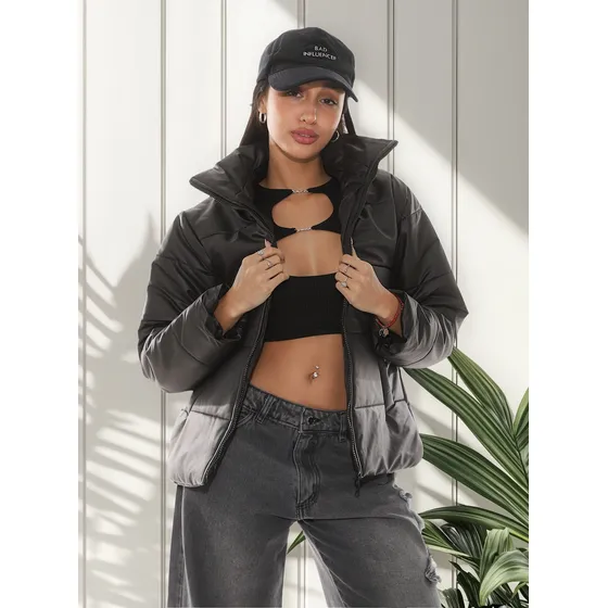 Campera Puffer De Cuerina Giselle Mujer .