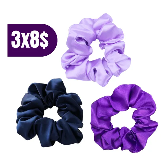Pack De 3 Scrunchies De Satin Para El Cabello