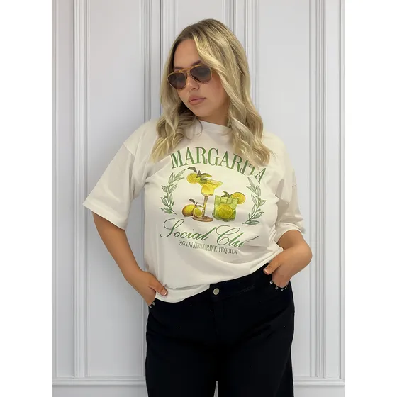 Remera Margarita  Algodón Estampado Dama T-especial
