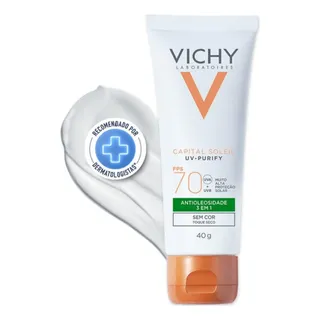 Protetor Solar Facial Capital Soleil Purify Sem Cor Toque Seco Fps70 40g Vichy Protetor Solar Facial Capital Soleil Purify Sem Cor Toque Seco Fps70 40g Vichy