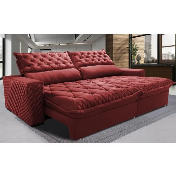 Sofá Retrátil Reclinável 2,95 Pocket Cama Inbox Spazus Suede