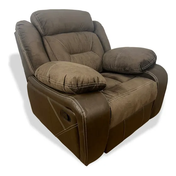Sillón Reclinable Reposet Sofá Individual Para Hogar Moderno Color Chocolate