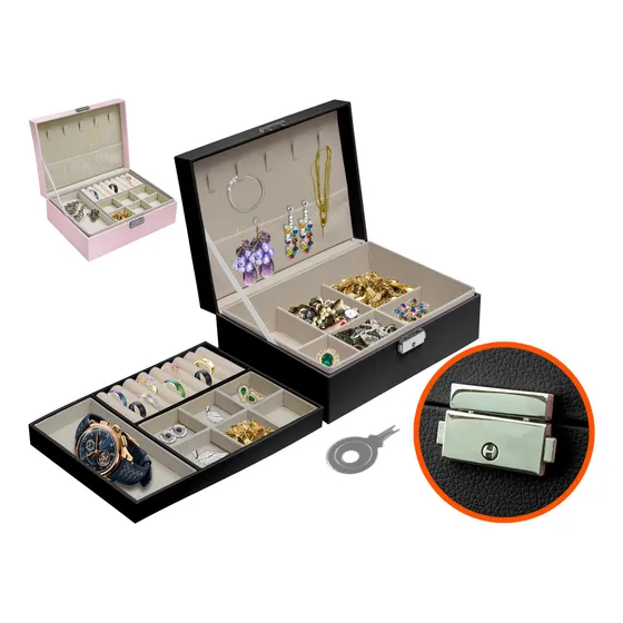 Caja Joyero Organizador Alhajero Para Accesorios Libercam Caja-001 Bijouterie Color Negro