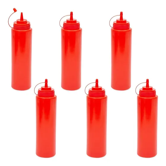 Botella Plastico Para Condimento (rojo 32 Oz 6 Unidades)