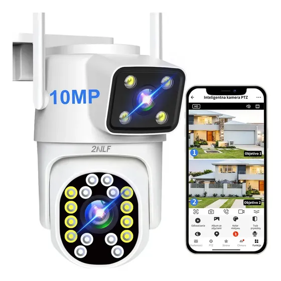 2nlf Cámara De Seguridad Exterior Wifi ip 360 vigilancia Dual Lente Hd Impermeable IP66 Conversación Bidireccional Seguimiento de Movimiento Alarma Móvil Visión Nocturna