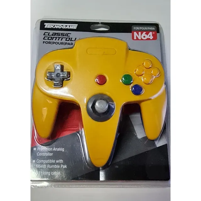 Control Para Nintendo N490X N64 Teknogame 1.80m Maxima Calidad Color Amarillo