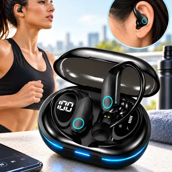 Fone De Ouvido Bluetooth Sem Fio Wireless Tws Anti-ruído Tipo Gancho Esportivo Academia — imagem 1