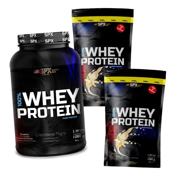  Whey Protein 100% Proteína + 2 Repuestos Doy Pack Spx  