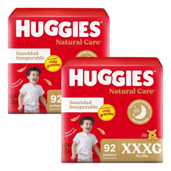 Set 2 Packs Pañales Huggies Supreme Care Pack Mensual Rojo