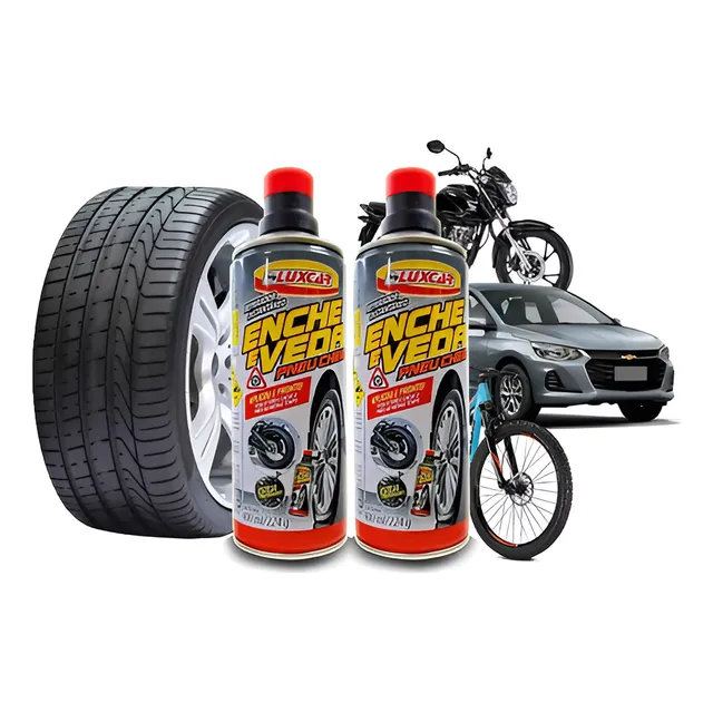 Kit 2 Reparador Instantâneo Pneu Enche E Veda Carro Moto