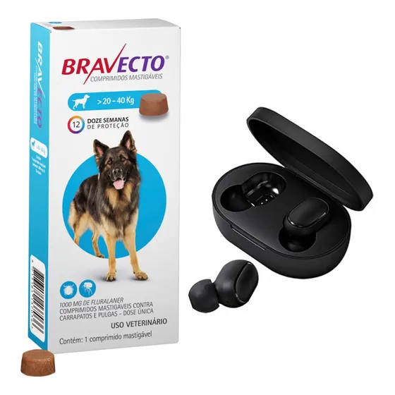 Bravecto Comprimido Para Cães De 20 A 40kg 1000mg + Brinde